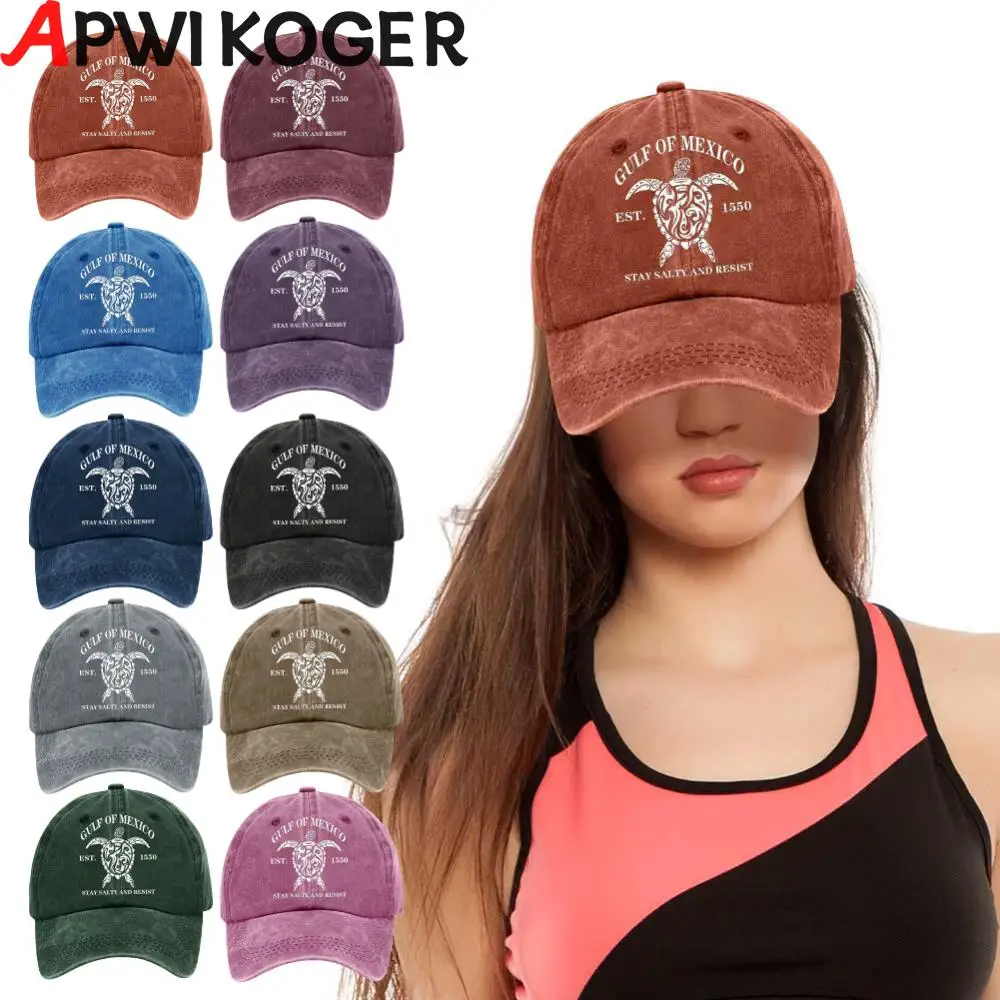 Turtle Baseball Hat Breathable Washed Cotton Trucker Hat Comfortable Unisex Golf Gulf of Mexico for Outdoor Sports