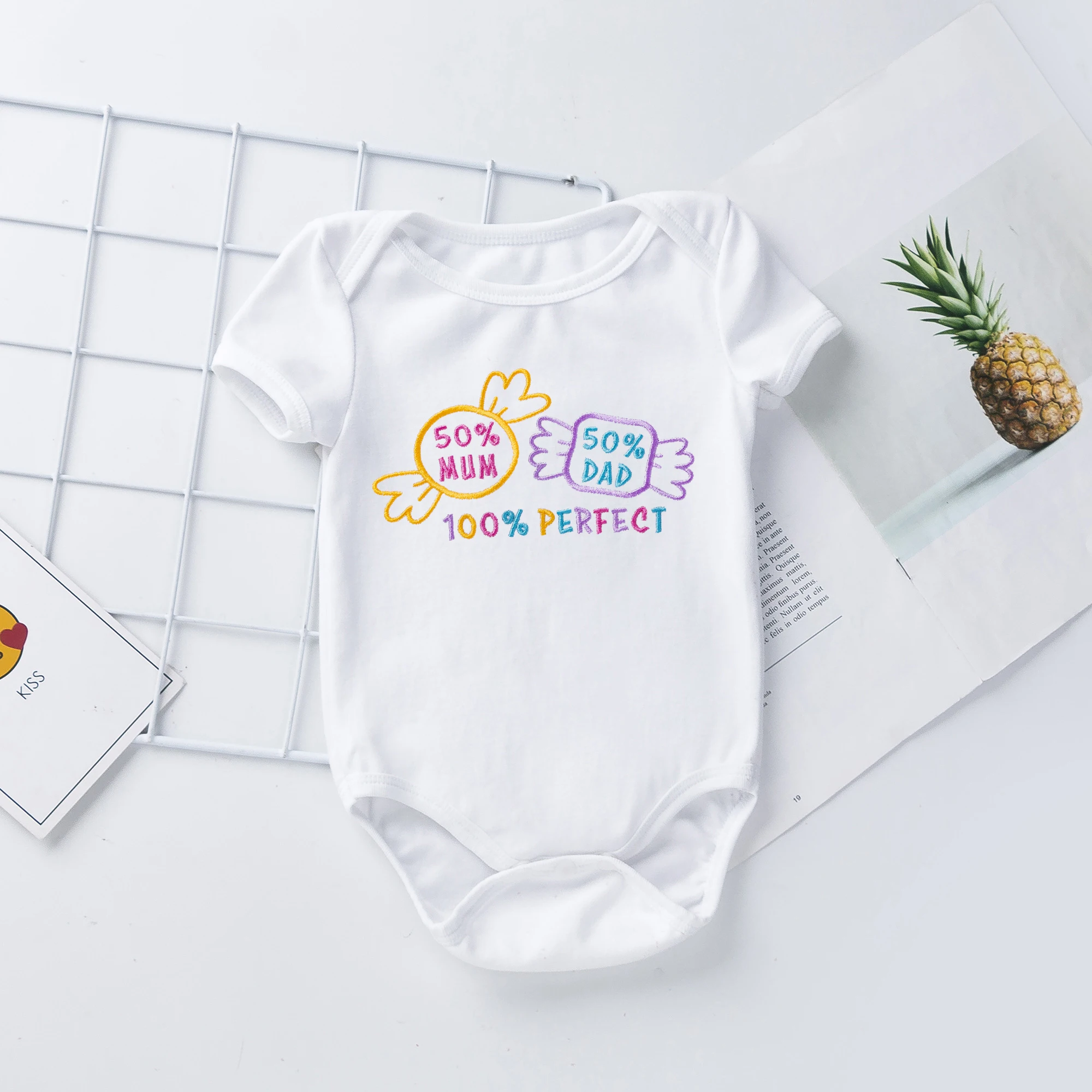 Baby Bodysuits comfotable New 0-2 Years Newborn Baby Girls Candy Multicolor Embroidered Romper For Babies Clothes Short Sleeve Romper customised baby bodysuits