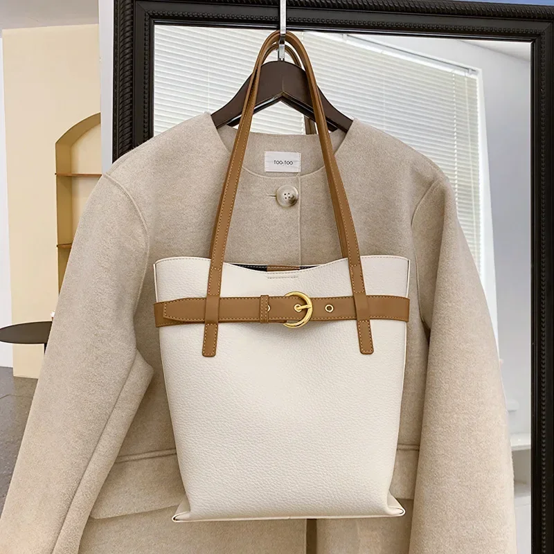 Popular Retro Soft Leather Bucket Bag for Women 2024 New Fashion Large Capacity Handheld One Shoulder Mother Bag Luxury work bag