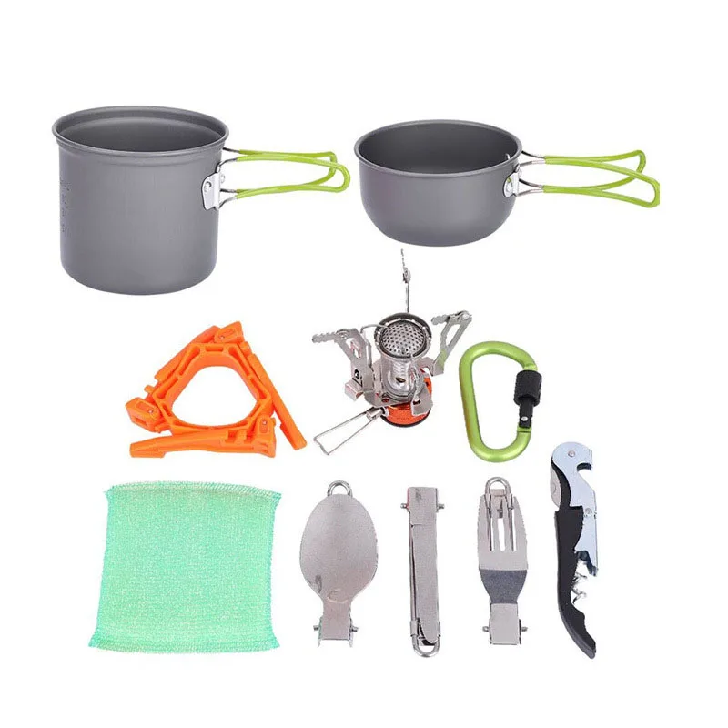 Winpolar Lightweight Hiking Portable Camping Cookware Cooking Mess Set With Mesh Bag