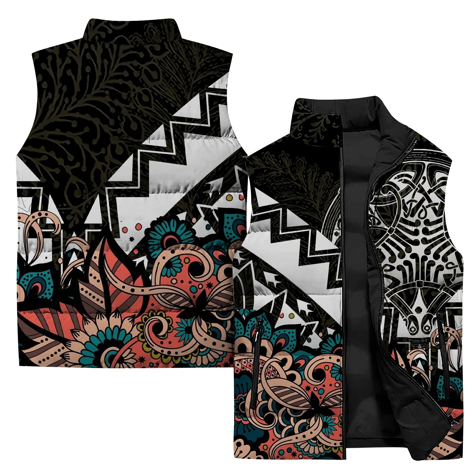 thumbnail image 5 of Ropa de invierno 2024 para hombre, chaleco térmico de algodón con estampado abstracto, chaquetas para hombre, ropa de calle Harajuku, chalecos a prueba de viento frío, 5 of 5