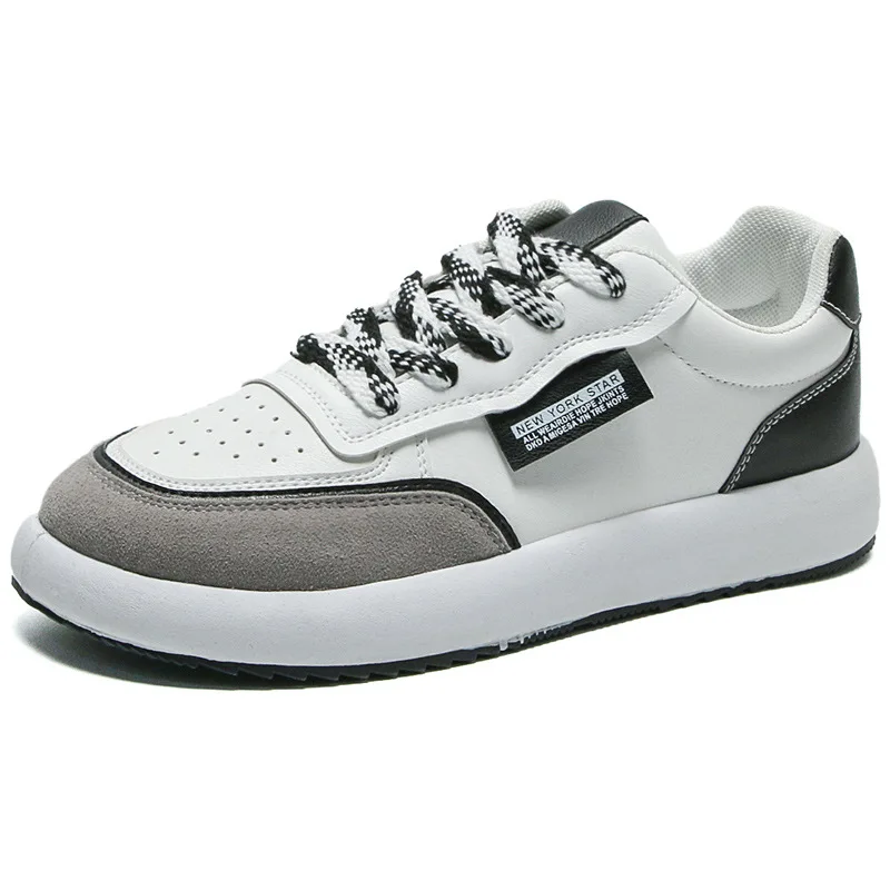 

Men's Sneakers White Sports Running Leather Casual Low Shoes Platform Round Toe Fashion Outdoor Board Shoes Color-Blocked
