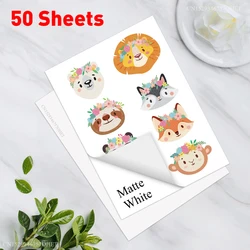 A4 Self-Adhesive Vinyl Sticker Paper - 50 Sheets for DIY Projects and Crafts (Matte White 50S)
