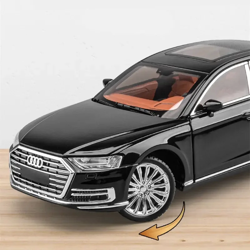 1:24 AUDI A8 Alloy Car Model Diecasts Metal Vehicles Car Model Simulation Sound and Light Collection Boys Toy For Childrens Gift 4