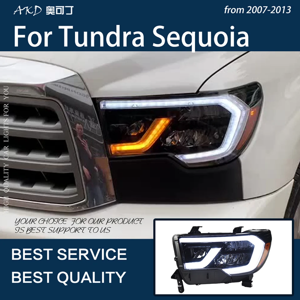 セコイア ヘッドライト タンドラ 社外 LED 左右セット 車のタンドラ2007-2013セコイアピックアップ2008-2021 ledオートヘッド