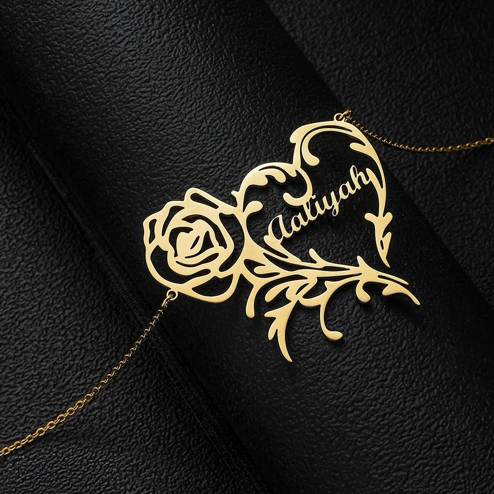 

Personalized Name Necklace Gold Plated Heart Pendant Stainless Steel Customized Letter Choker for Women Jewelry