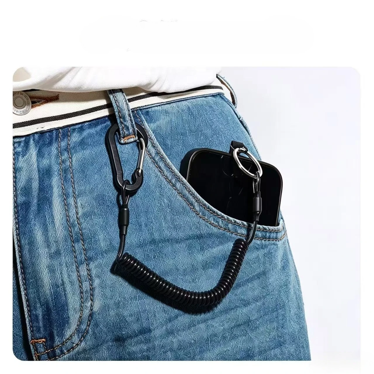 Retractable Anti-Theft Phone Strap with Quick Release Buckle and Tether Tabs