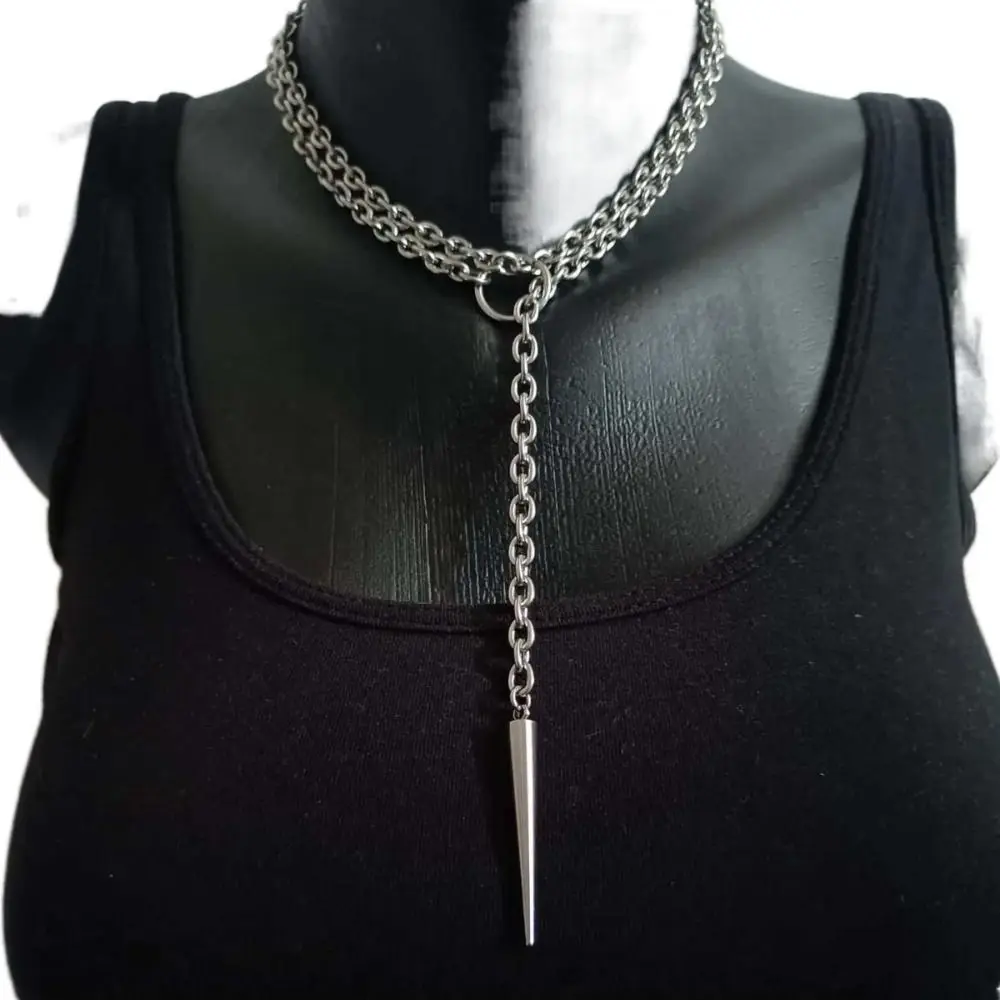 New Punk Stud Necklace Gothic Exaggeration Bat Pendant Necklace Long Clavicle Chain Jewelry