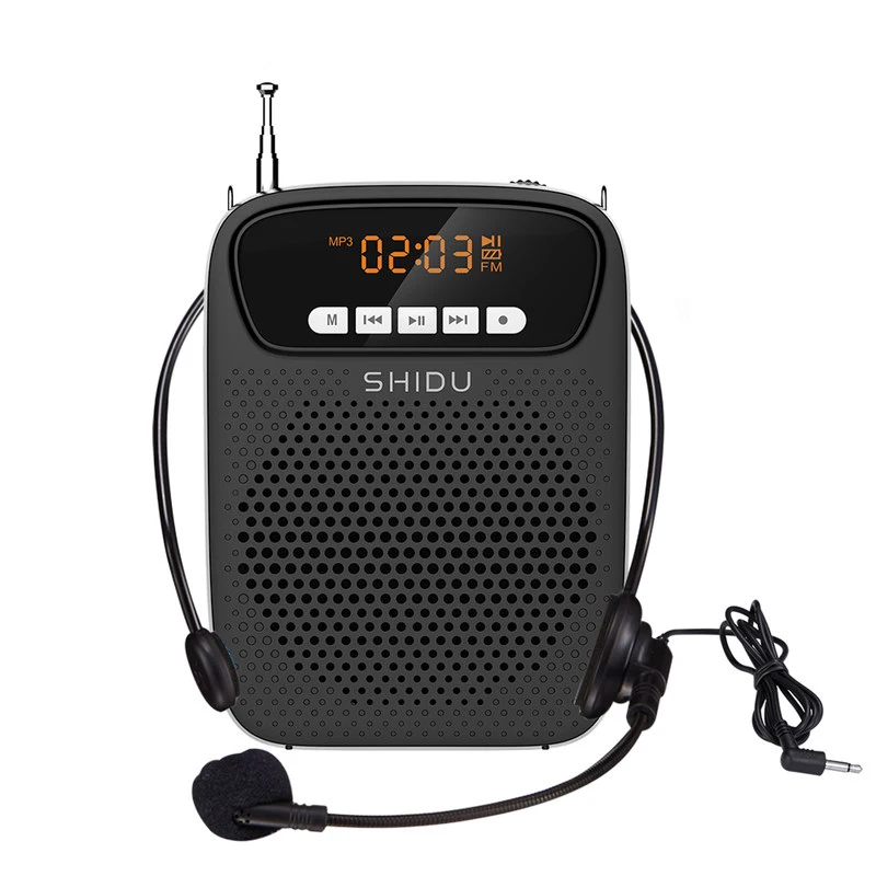 

15W Portable Voice Amplifier Wired Microphone FM Radio AUX Audio Recording Bluetooth Speaker For Teachers Instructor SHIDU S278