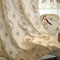 European-style Curtains Simple European Beige Living Dining Room Bedroom Two-story Full-shading Window Curtain Finished Product 3