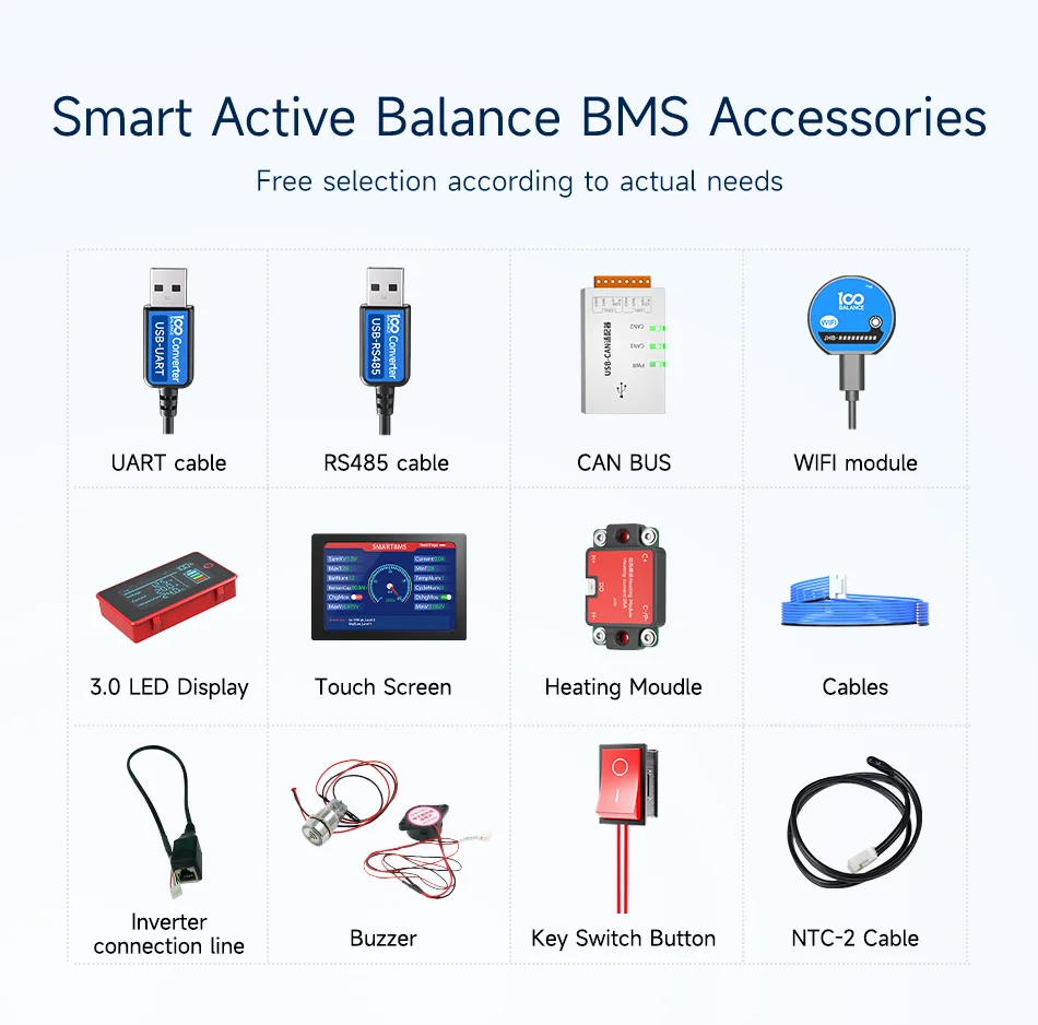 100 밸런스 BMS 1A 2A 72V 20S 21S 24S 30A 40A 60A 80A 100A 150A 200A 300A 500A Lifepo4 리튬 이온 배터리 Jbd 스마트 Bms 16s 200a