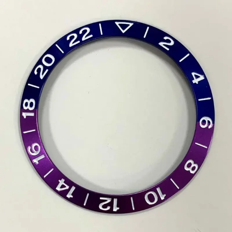 Aluminum Sloping Watch Bezel Insert with GMT Font, 38x30.5mm