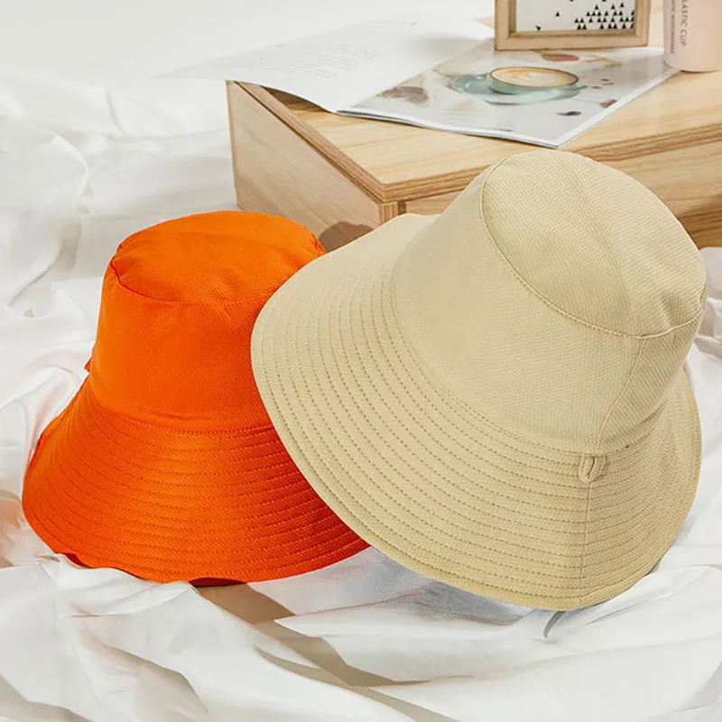 New Double-faced Women Bucket Hat Candy Color Sunscreen Hat Outdoor Travel Cycling Caps Fishermen Hats Hip Hop Panama Cap waterproof bucket hat