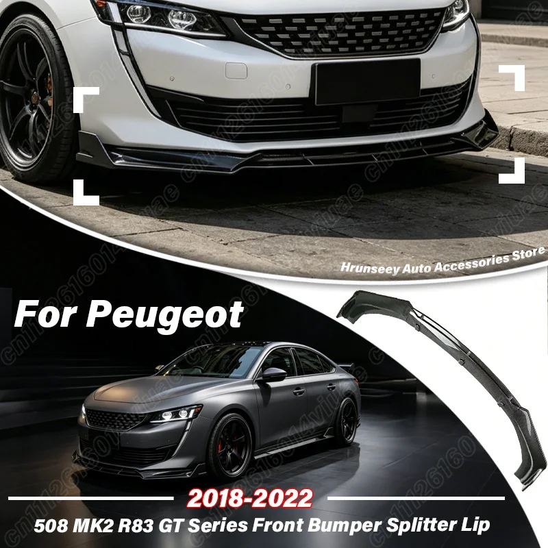 푸조 508 MK2 R83 GT 시리즈 2018 2019 2020 2021 2022 프론트 범퍼 스플리터 립 발란스 익스텐션 사이드 카나드 샤크핀 키트