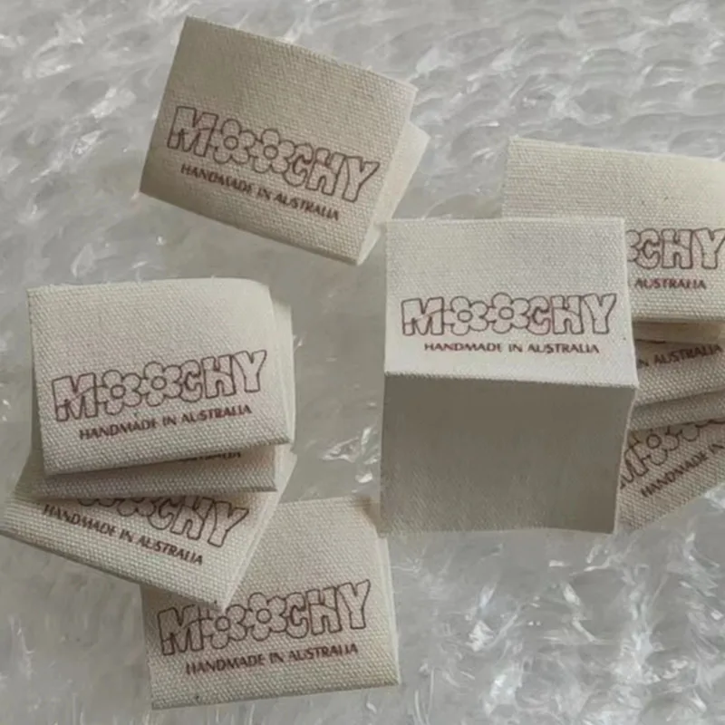 500PCS Beige Cotton Care Label baby clothes 2.5 * 6.7 cm Print Loop fold Garment Label