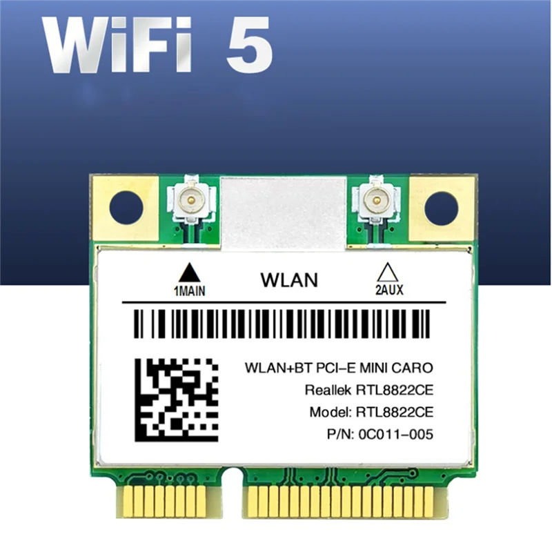 WiFi card network RTL8822CE 1200Mbps 2.4G/5Ghz 802.11AC Mini PCIe Bluetooth 5.0 Support Laptop/PC Windows 10/11