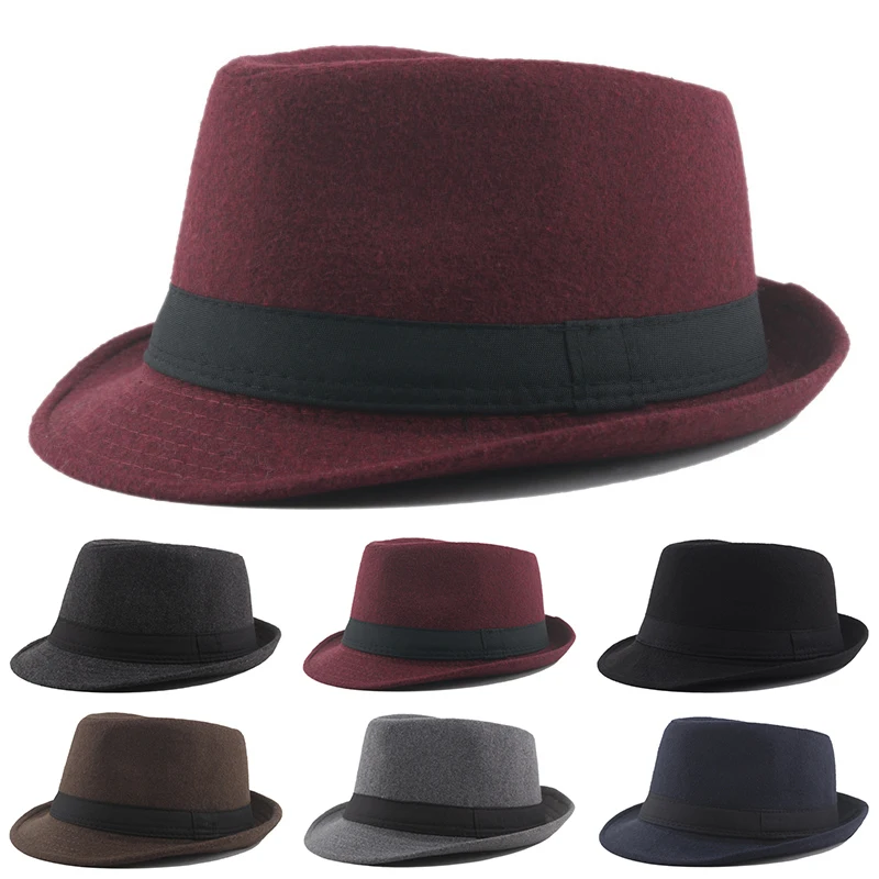 Chapeau Fedora Homme En Laine Feutre - Panama à Bord Court, Style Vintage, Pour Mariage, Sortie, Automne-hiver, Tailles 56-58 Cm - 8