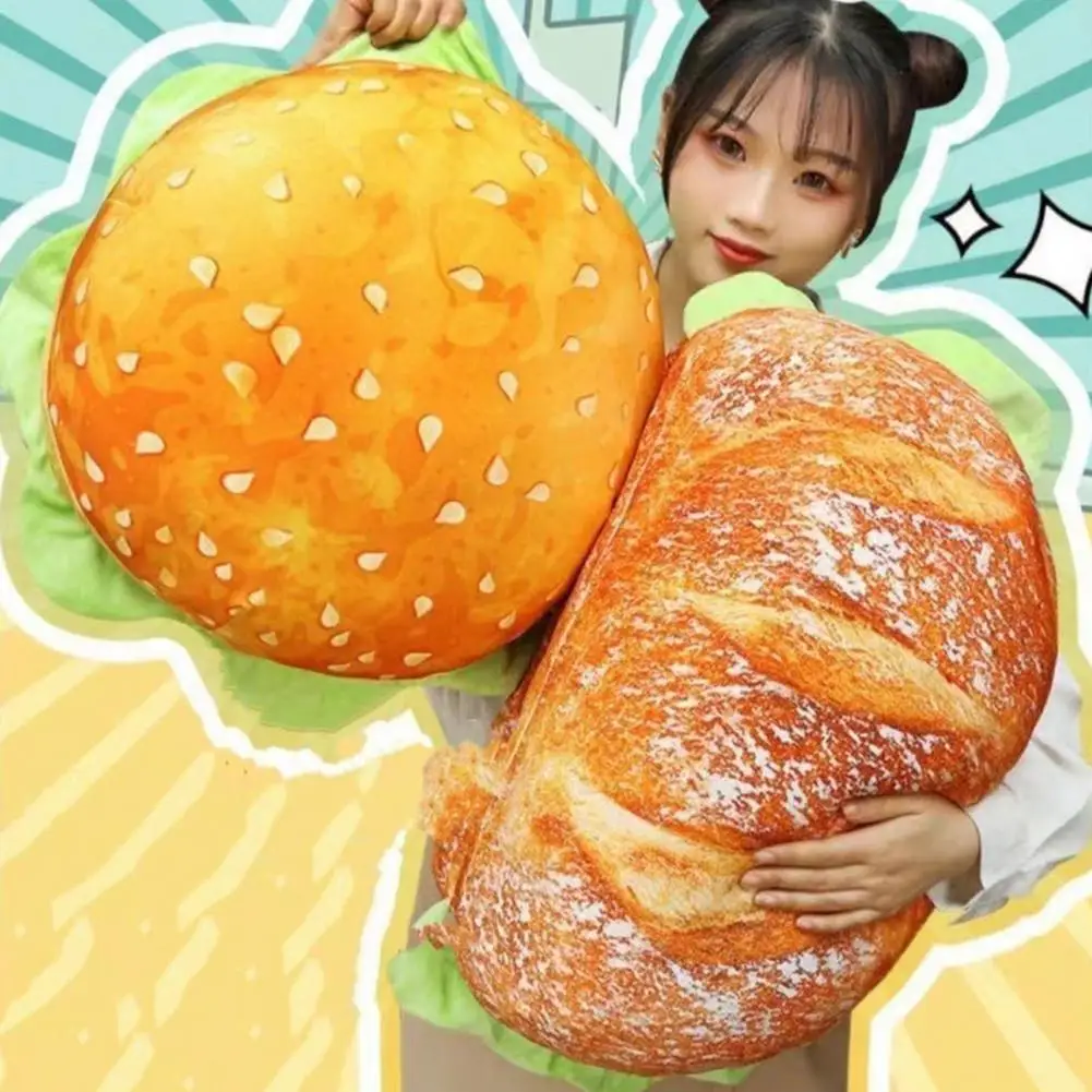 3d Printed Burger Pillow Cheeseburger Plush Pillow 3d Simulation Hamburger Stuffed Cushion for Kids Bedroom School Classroom 5