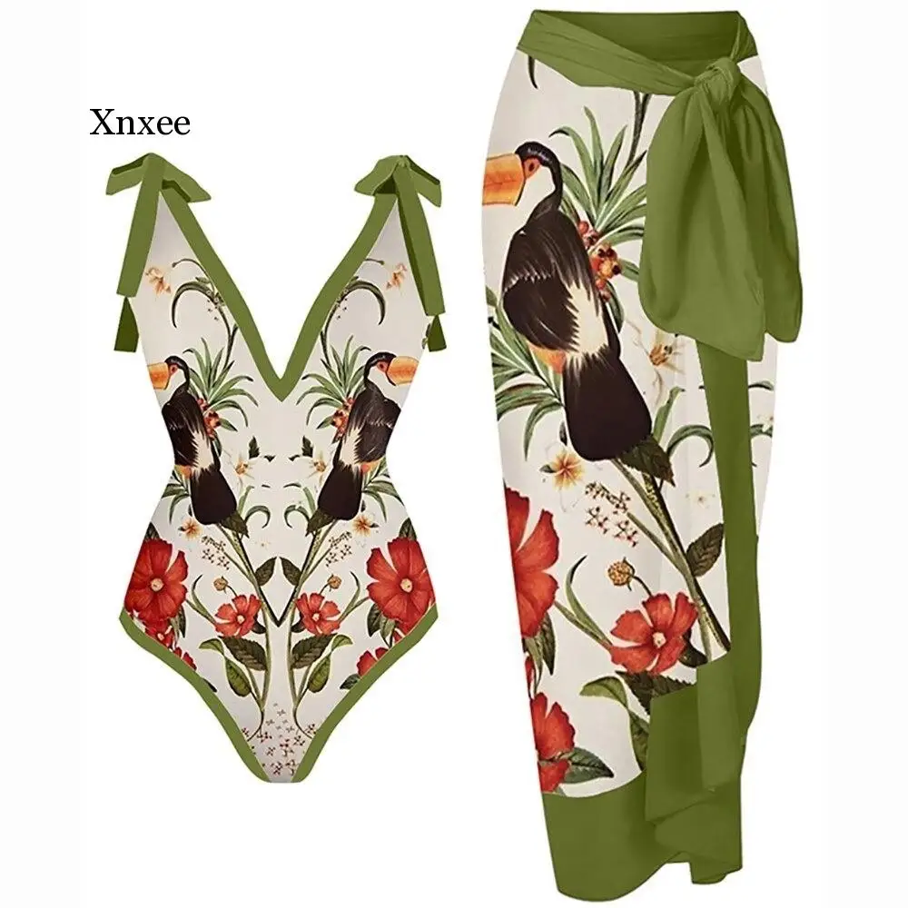 

2023 New 2-Piece Women Bikini Set Push Up Floral Printed Ruffle Bikinis Strappy Bandage Swimwear Brazilian Biquini Bathing Suit