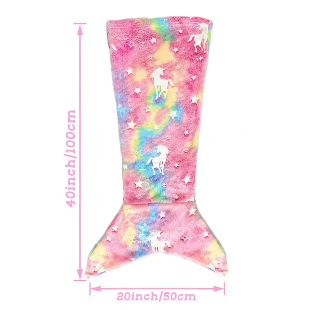 Soft Mermaid Tail Blanket Wear Resistant Friendly To Skin Breathable Luminous Design Plush Flannel Fleece Blanket Toddler 6