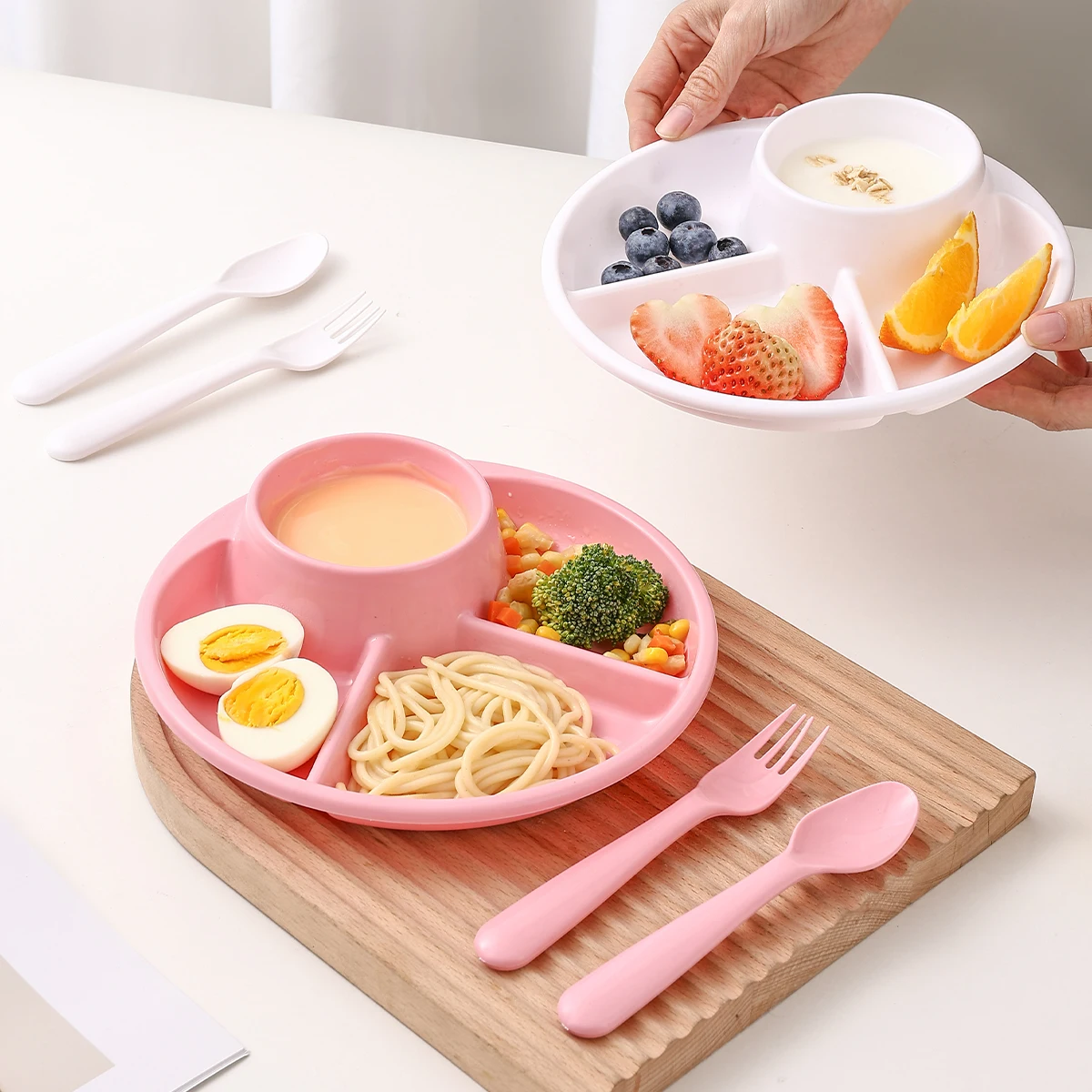 Dining Dish Fruit Salad Food Plate With Fork Spoon Bread Dessert Serving Plates Microwave Safe Dinner Dishes