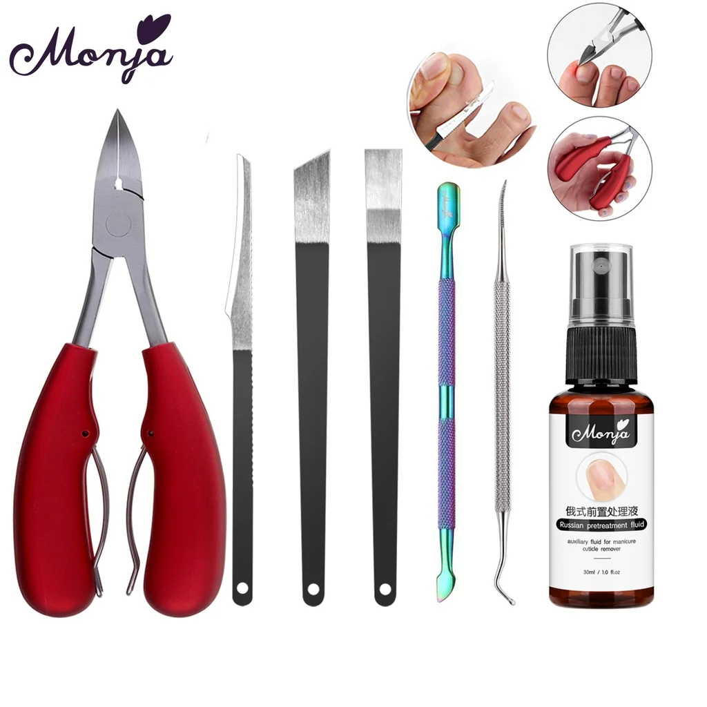 

Monja 7pcs/Case Manicure Pedicure Care Tools Kit Soften Nail Cuticle Pre-treatment Foot Dead Skin Remover