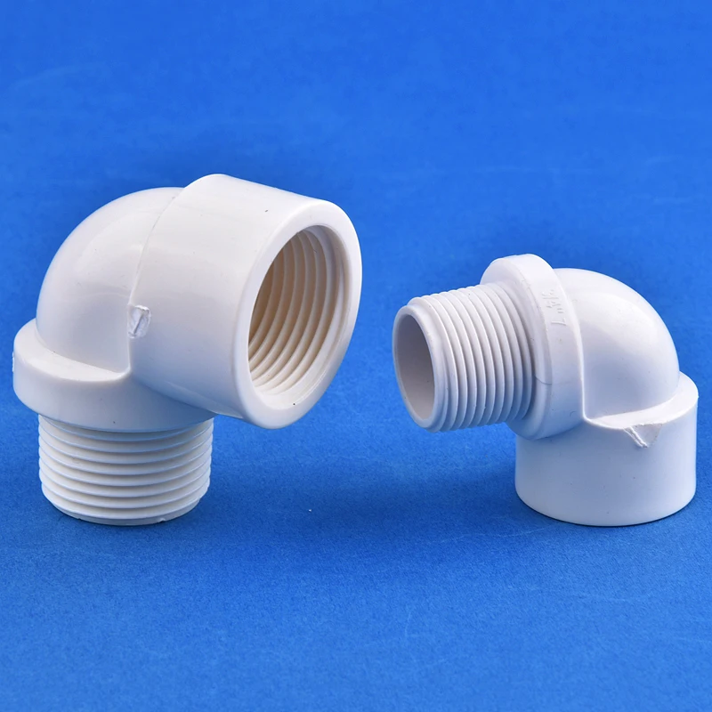 1/2" 3/4" 1" PVC 90&deg; Elbow Connector Female-Male Thread Garden Irrigation Supply Pipe Joint Aquarium Fish Tank DIY Tools