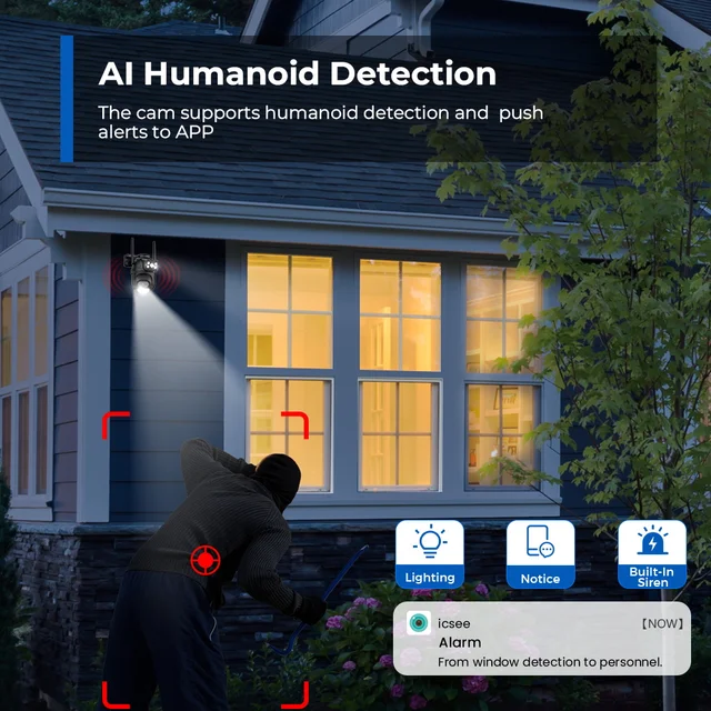 4K 8MP Wifi Surveillance Camera Dual Lens Night Vision AI Human Detect ONVIF Wireless Outdoor Security PTZ IP Cameras ICSEE - Image 4