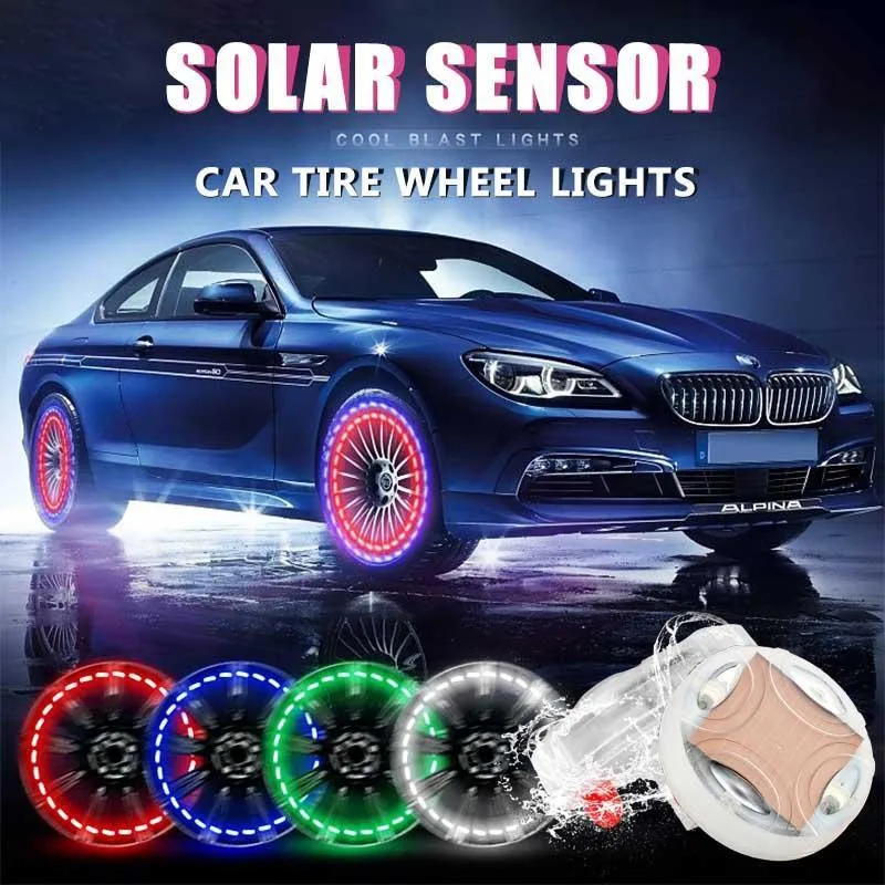

Solar Smart Tire Light Automobile Car Wheel Lights Nozzle Valve Caps Fluorescent Car Hub Luminous LED Tire Valve Caps lights