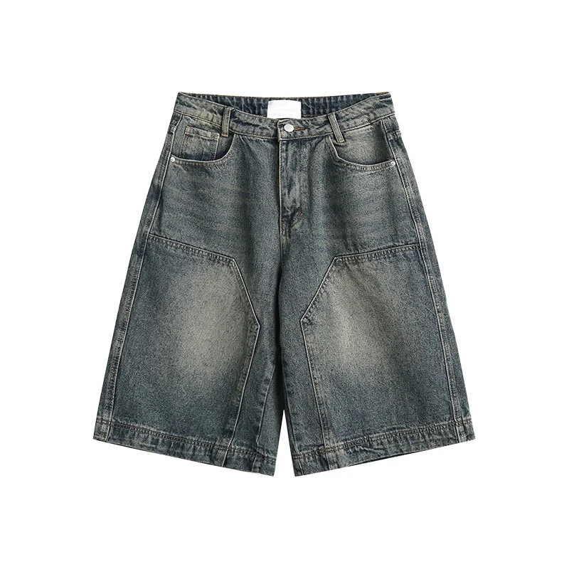 Y2K Vintage Baggy Jean Shorts Womens Washed Wide Leg Capri