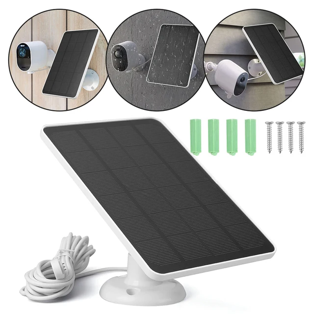10W Solar Panel with Charging Cable Monocrystalline Solar Panel Charger IP65 Waterproof for Arlo Ultra/Ultra 2/Pro 3/Pro 4/Pro 3 3