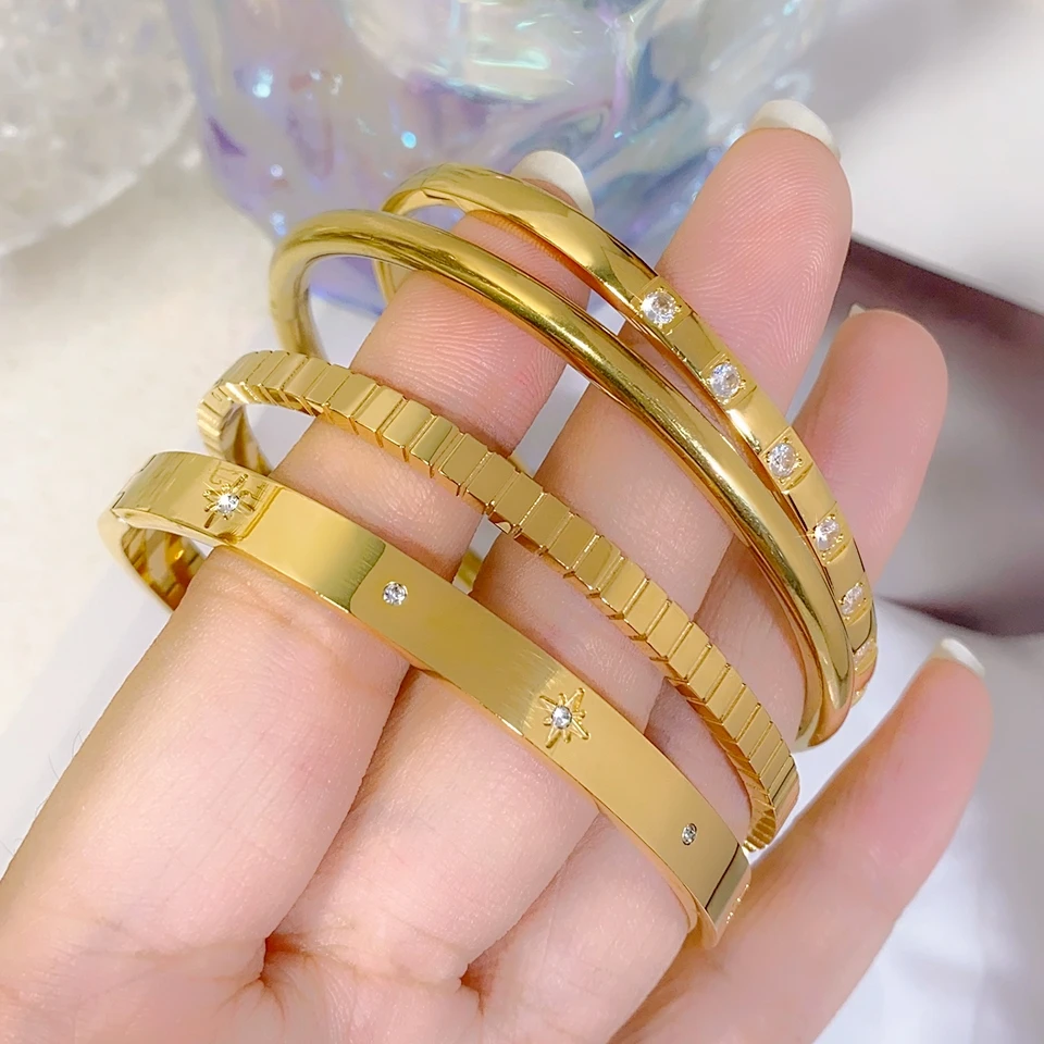 Bangle Bracelet Stainless Steel Multi-category Set for Women 18k Plated Couple Gift