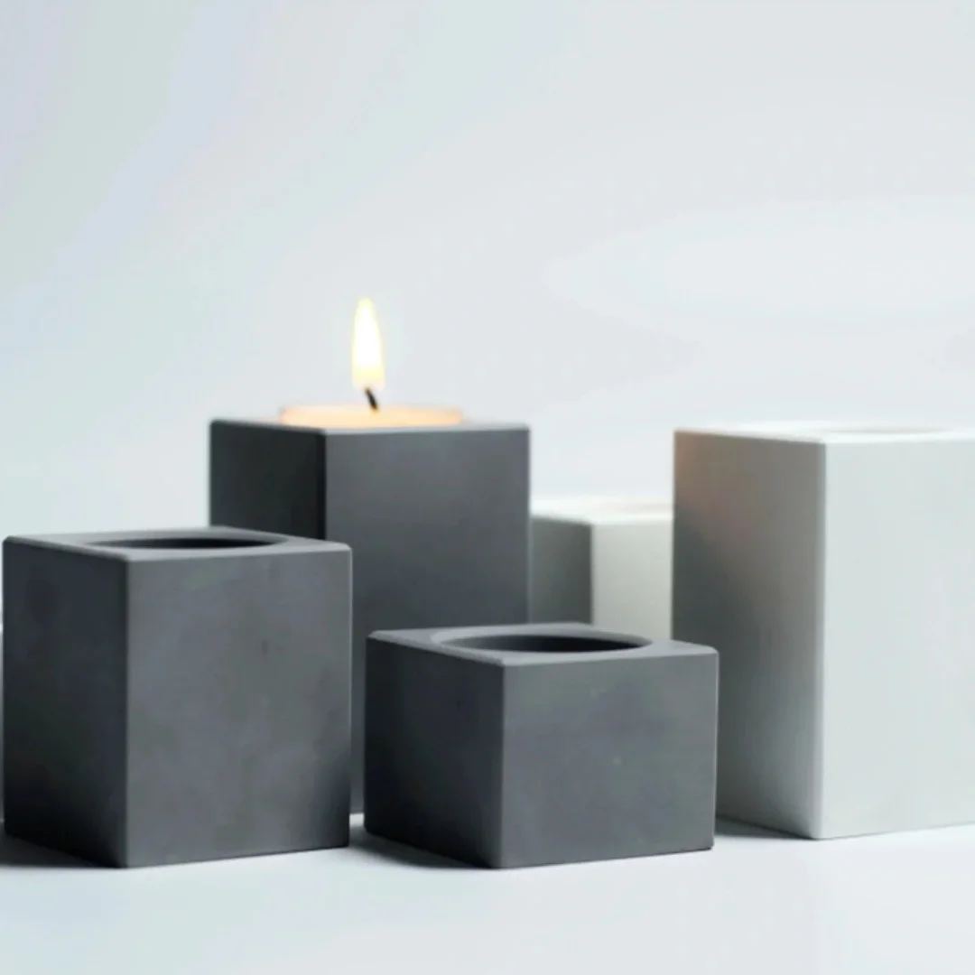 Cylindrical Square Barrel Geometric Cement Candle Holder Silicone Mold Aromatherapy Gypsum Candle Holder Decoration Mould silicone mold