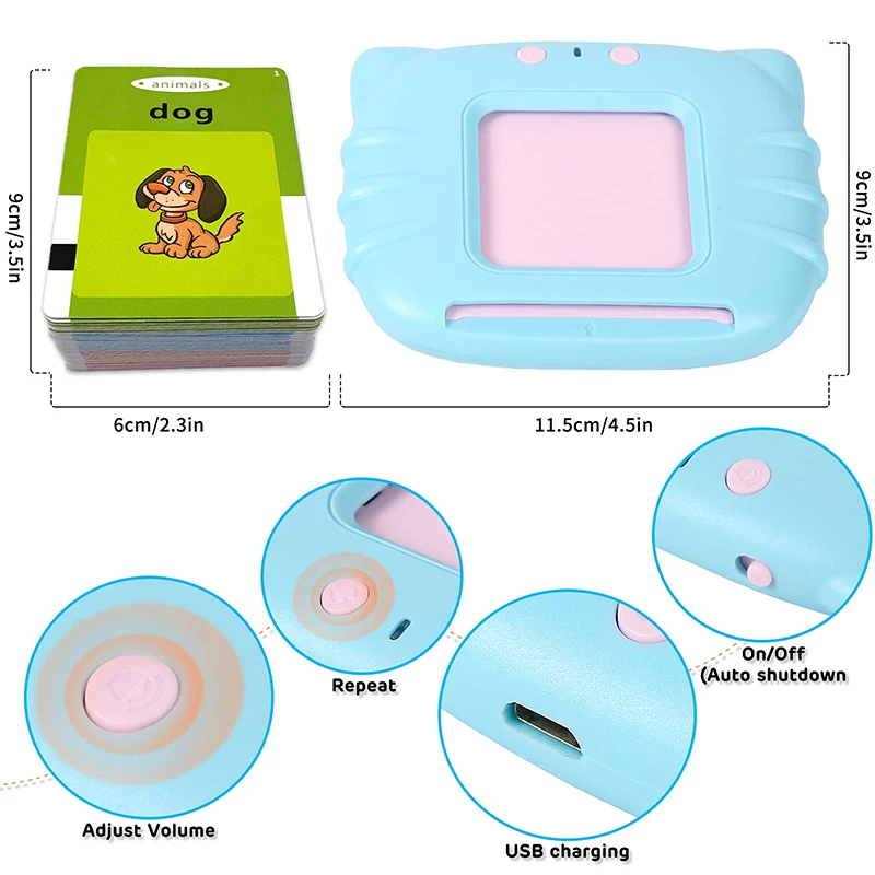 Educational Learning Toy Alphabet Educational Toys Education Toys Sight Words Games Talking Flash Cards Learning English Machine Electronic Book for Kids Interactive Activity Gift