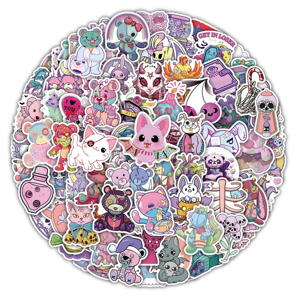 

10/30/50/100pcs Cute Cartoon Gothic Witch Cool Stickers Aesthetic Art Graffiti Decals Skateboard Guitar Waterproof Sticker Toy