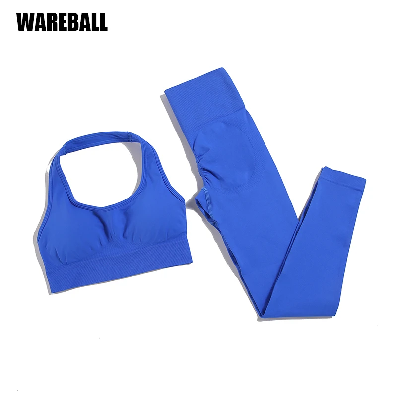 

Seamless Yoga Clothes For Women Halter Neck Crop Top Bra Push Up Fitness Leggings Tracksuit Two Piece Sport Outfit Gym Clothing