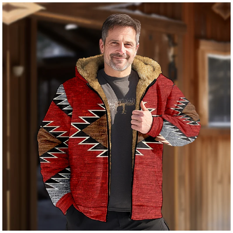 New Totem Italian Cotton Coat Hooded Sweater Casual Print Long Sleeve Zipper Sweater Thick Cotton Coat Autumn and Winter a37