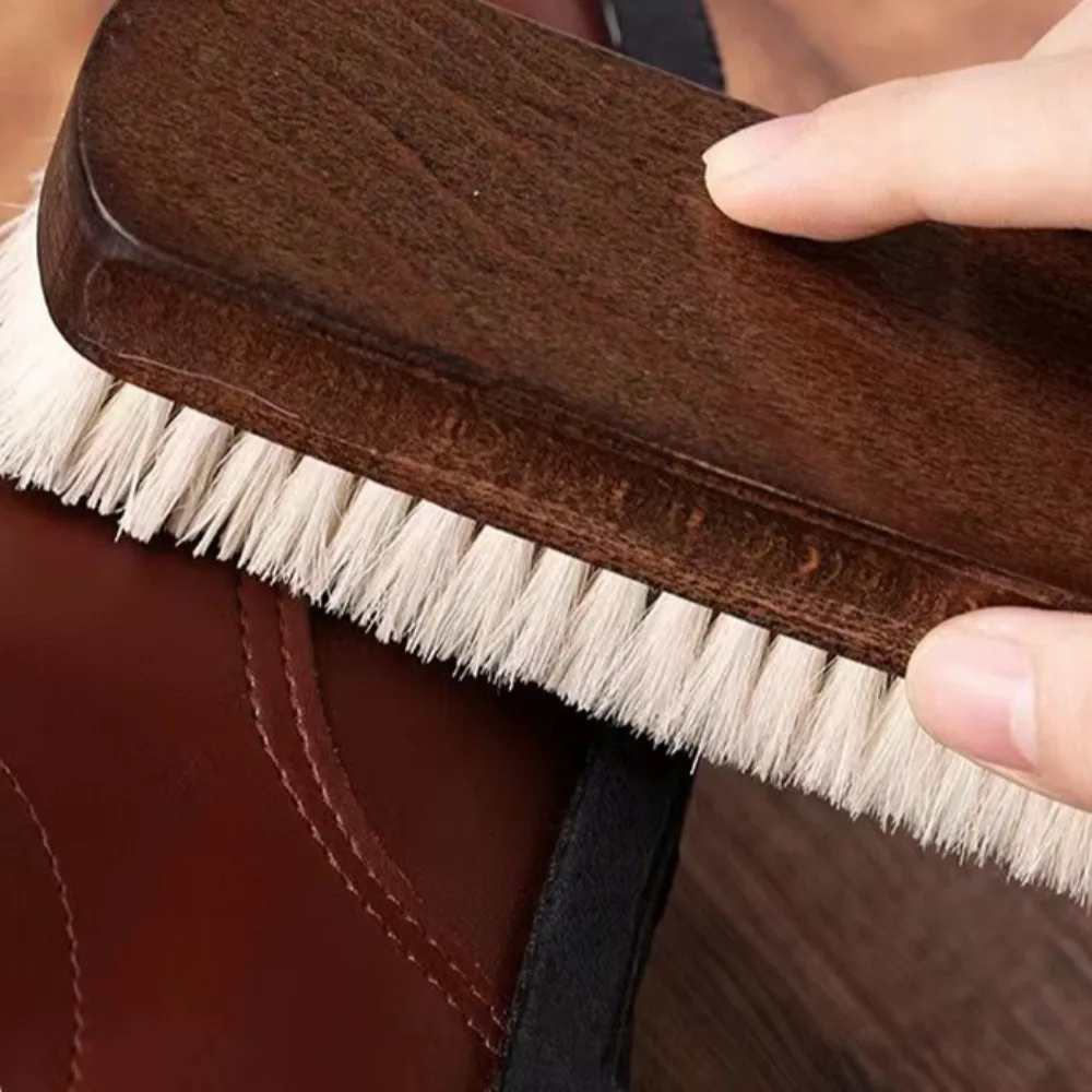 Soft Wool Shoe Cleaning Brush, Leather Care, Multifunctional Shoe Polish Brush, Boot Cleaner, Wooden Handle 5