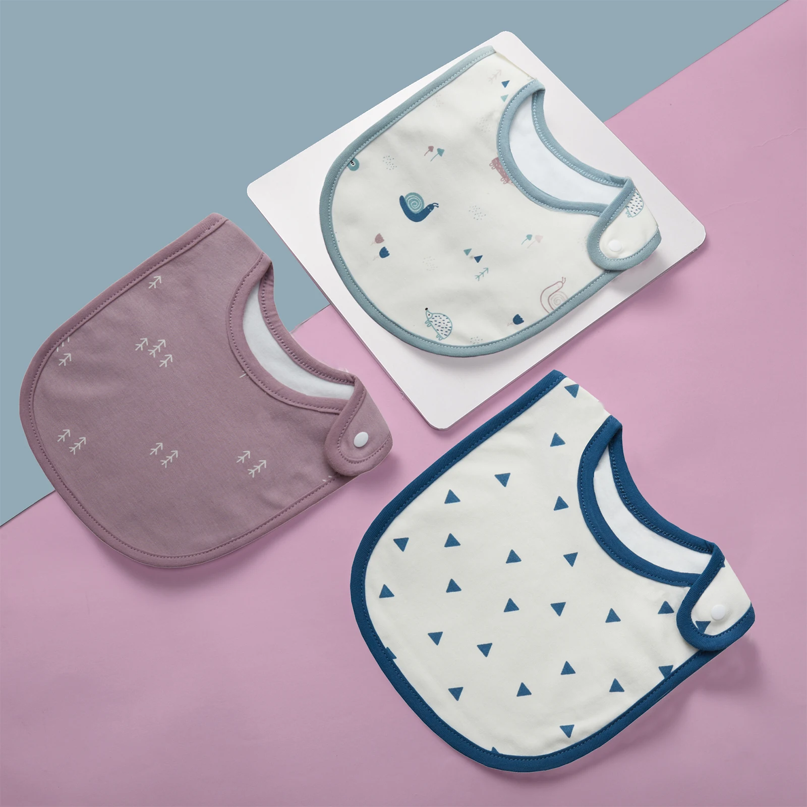Set of 3 Waterproof Cartoon Baby Bibs and Burp Cloths