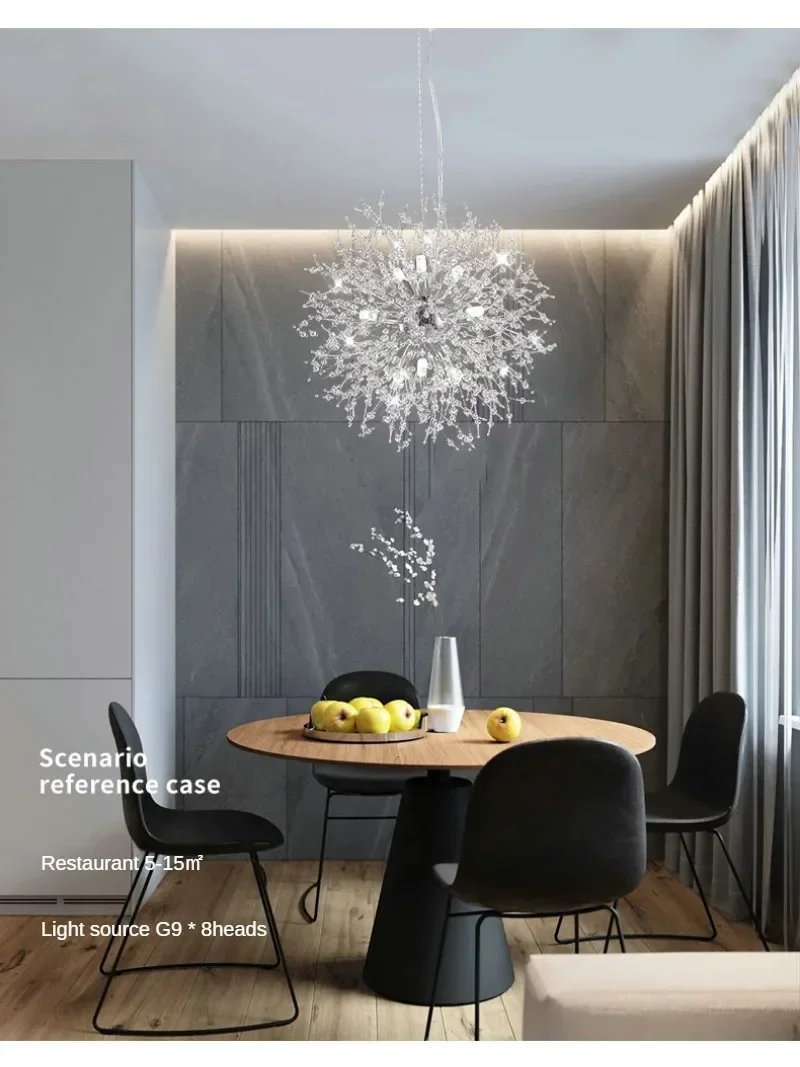 Description Picture 4 of item2023 Modern Crystal Dandelion Chandelier Lighting Pendant Lamp For Living Room Dining Room Home Decoration