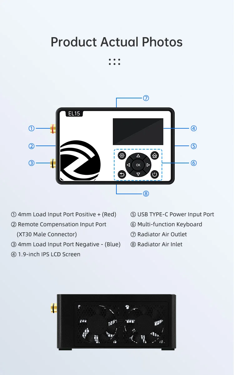 EL15 DC Electronic Load 150W Battery Capacity Tester Mini Programmable Power Sup