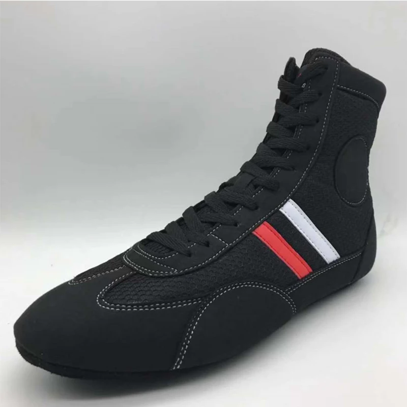 Indoor Soft bottom wrestling shoes Professional Boxing fighting leather Sneakers Training match sports boots Plus Size 30-46