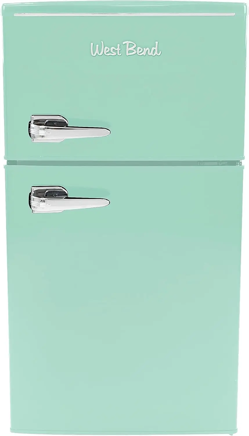 Mini Fridge with Freezer Retro-Styled for Home Office or Dorm, Manual Defrost and Adjustable Temperature 3 Cu.Ft Green