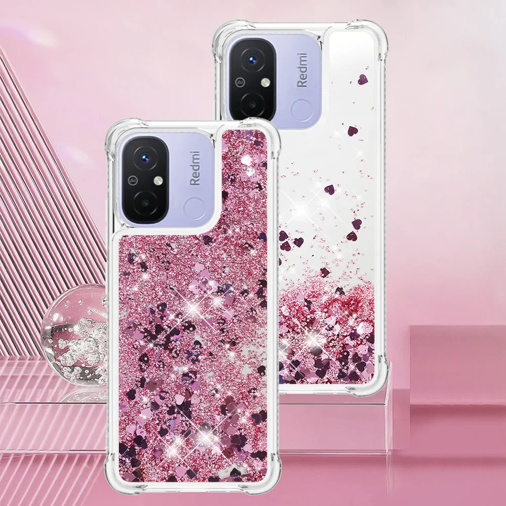 Sparkling Liquid Quicksand Phone Case with Clear Dynamic Glitter Design