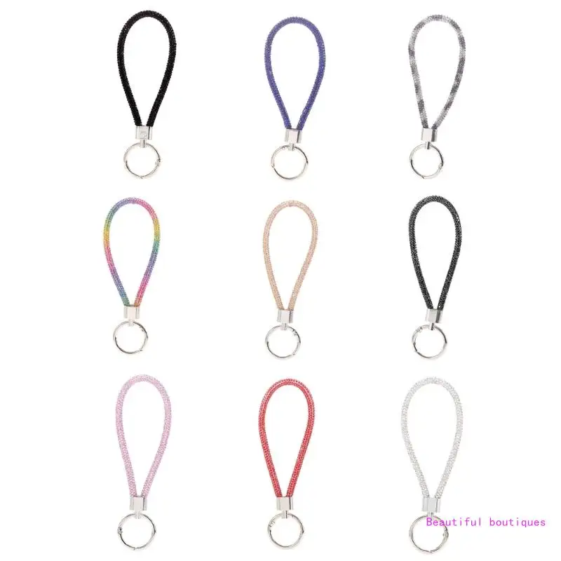 

Bling Rhinestone Phone Lanyard Wrist Strap Cord Glitter Keychain Diamond Crystal Car Keychain Accessories Anti-lost DropShip