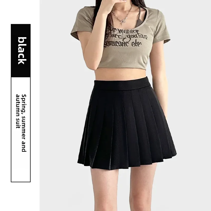 Elegante minivestido estilo preppy, falda plisada de cintura alta, corte en A, para primavera y verano