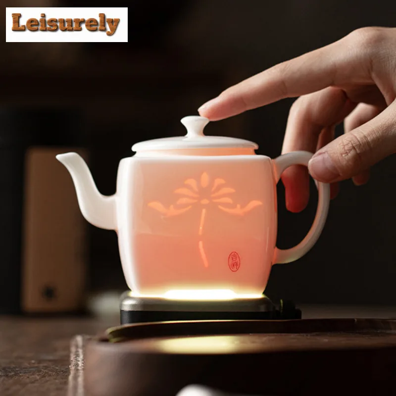 Chinese Exquisite White Porcelain Tea Set Complete Set Tea Ceremony Set Square  Teapot And Tea Cup Set Teaset Handheld Gift Box