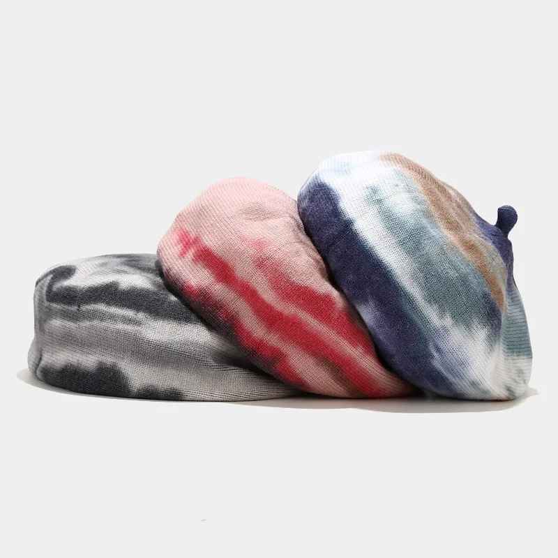 

Knitted Beret Winter Street Trend Warm Painter Hat Casual Hat Women Tie-dye Fashionable Warm Winter Hat