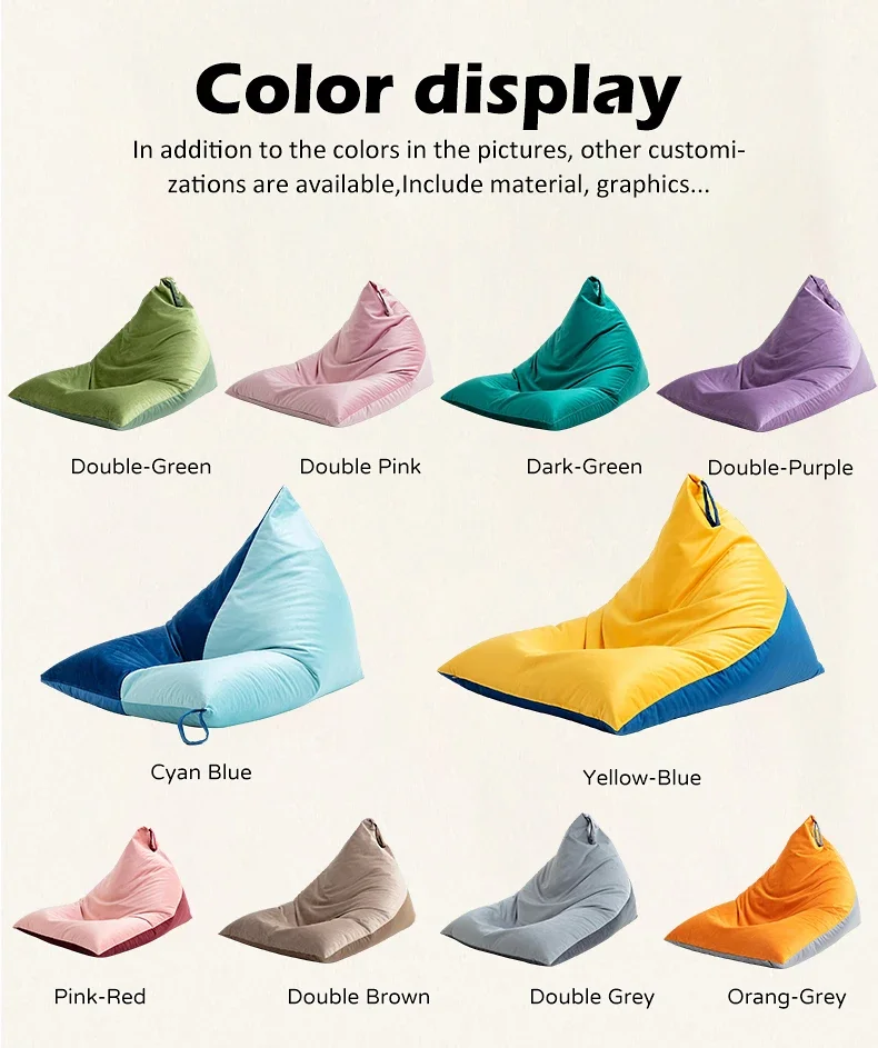 Large Velvet Sofa Bean Bags Portable Handle Foam Storage Bean Bag Chairs for Indoor and Outdoor Use