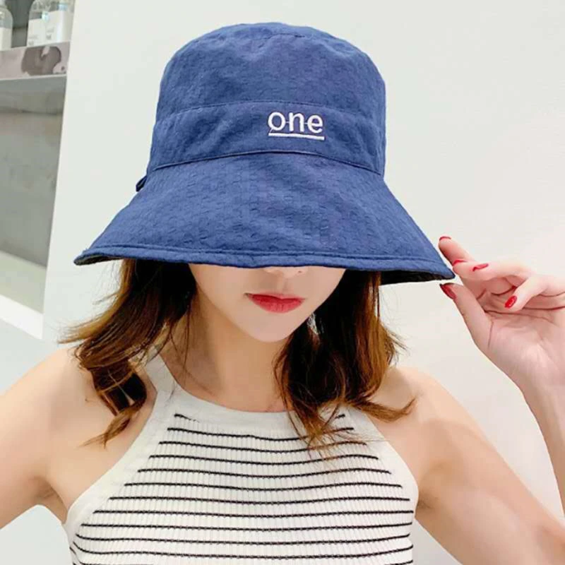 Cotton Double-Sided Letter Embroidery Fisherman Hat For Women Outdoor Fishing Cap Casual Panama Bucket Cap Sunscreen Sun Cap frog bucket hat